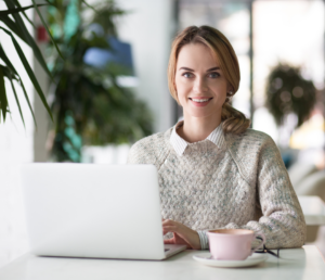 a content writer working on her laptop