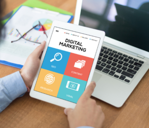 digital marketing on tablet
