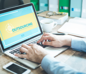 outsourcing shows in laptop screen