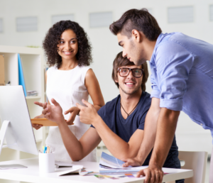 team collaboration on creating a 3D animation