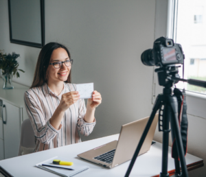 woman record an instructional video
